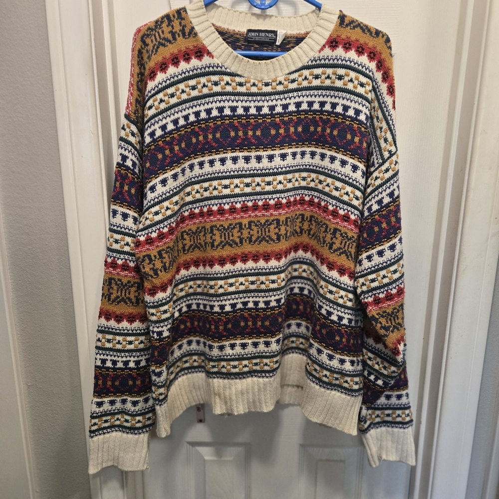 John Henry vintage Fair Isle knit sweater Size L